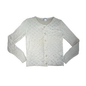 Penny Black Metallic Gold & Cream Cardigan Sweater Made in Italy Womens Small